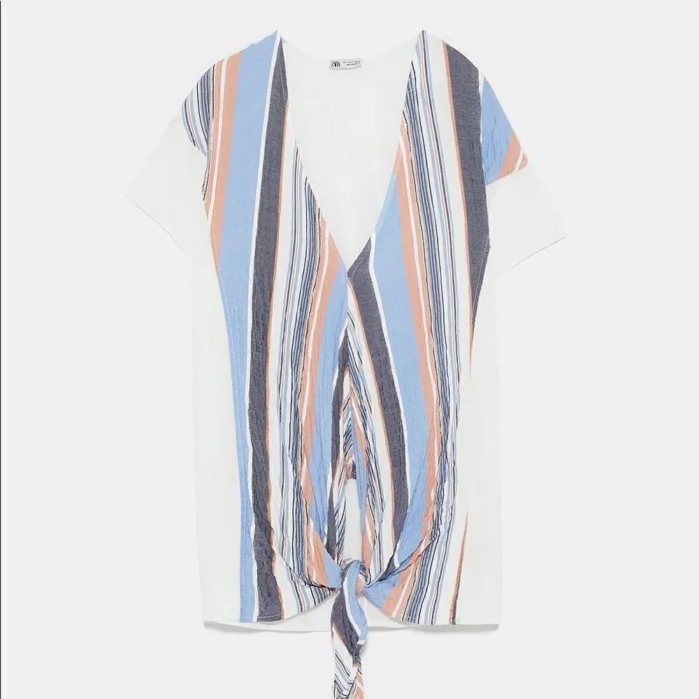 ✨ZARA STRIPED T-SHIRT WITH KNOT✨ - Picture 6 of 6